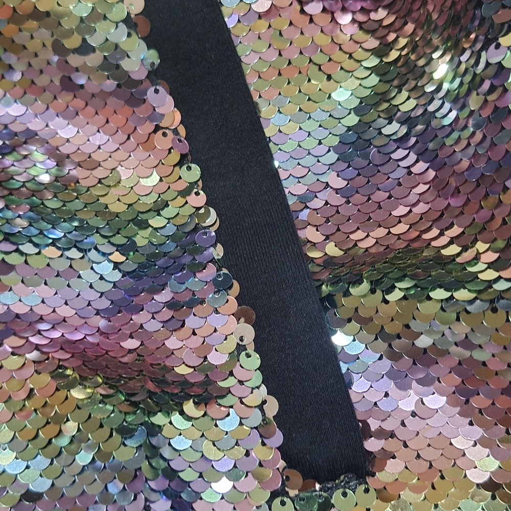 LuLaRoe Stevie Blue & Purple Bomber Jacket w/Iridescent Sequins Sz 3X NWT - Picture 7 of 10